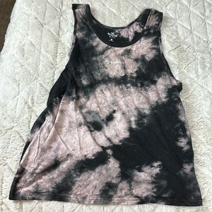 Hollister Black / grey tye-dye tank top